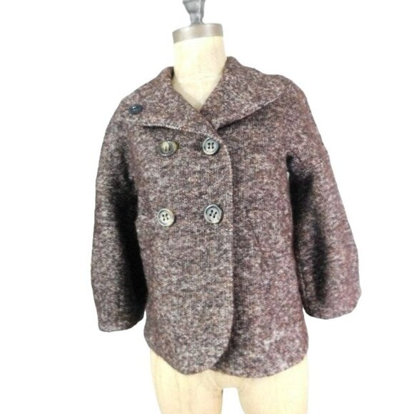 BCBG Maxazria Size XS Tweed Lined Thick Double Breasted Blazer Jacket - Picture 1 of 4
